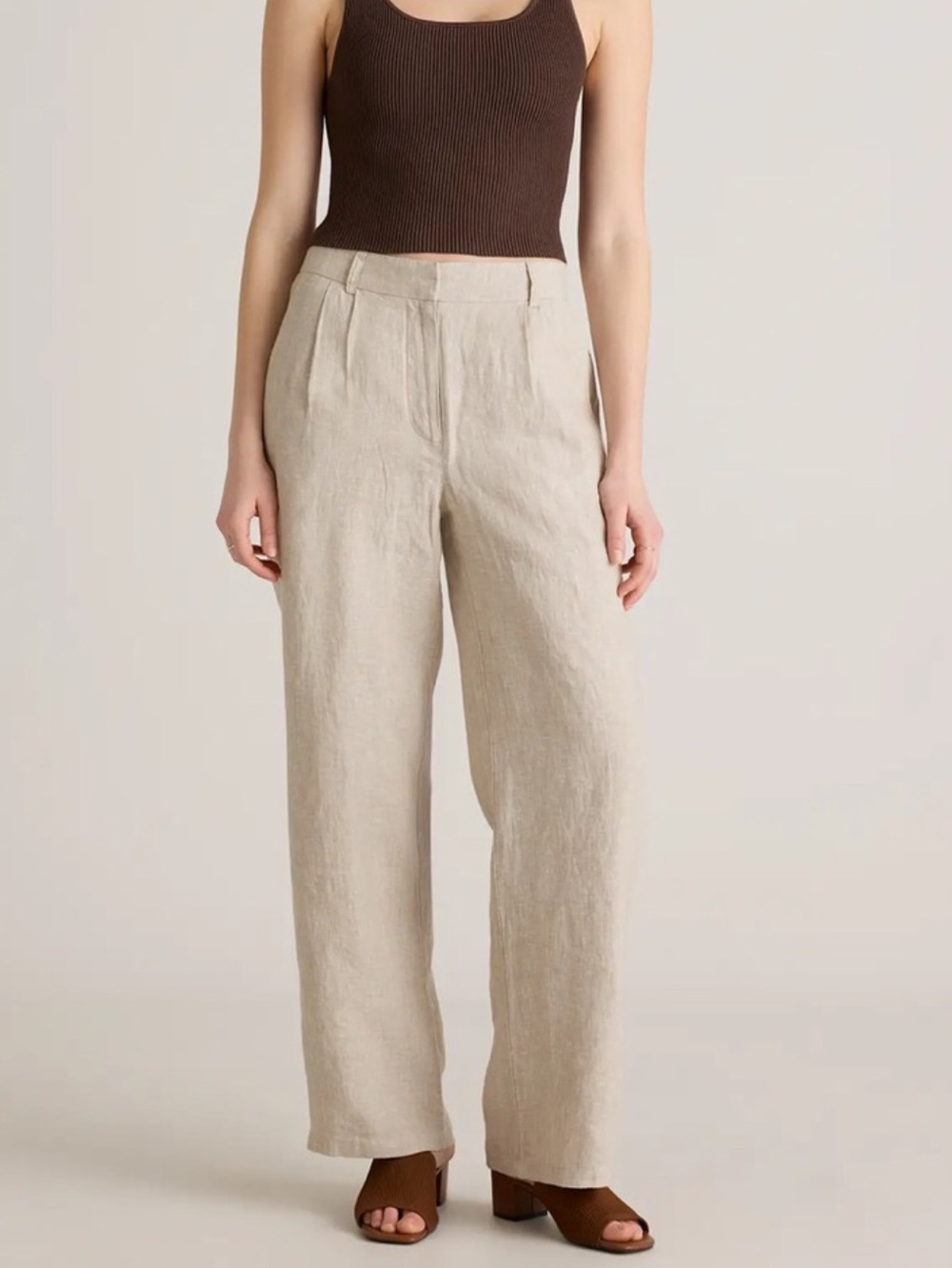 Quince 100% European Linen Waist Pleated Trouser Flax  size 8